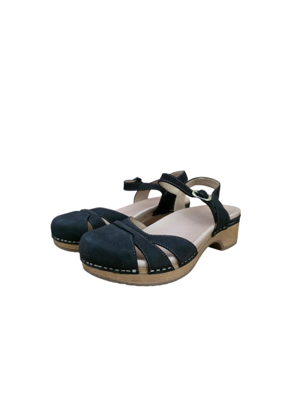 Dansko Betsey Nubuck Leather Mary Jane Clog Sandals Black 37 7 Worn Once